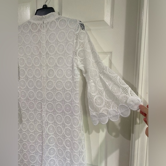 Lilly Pulitzer White Stretch Lace V-neck 3/4 Sleeve Shift Dress Size 4 Bridal - Picture 11 of 14